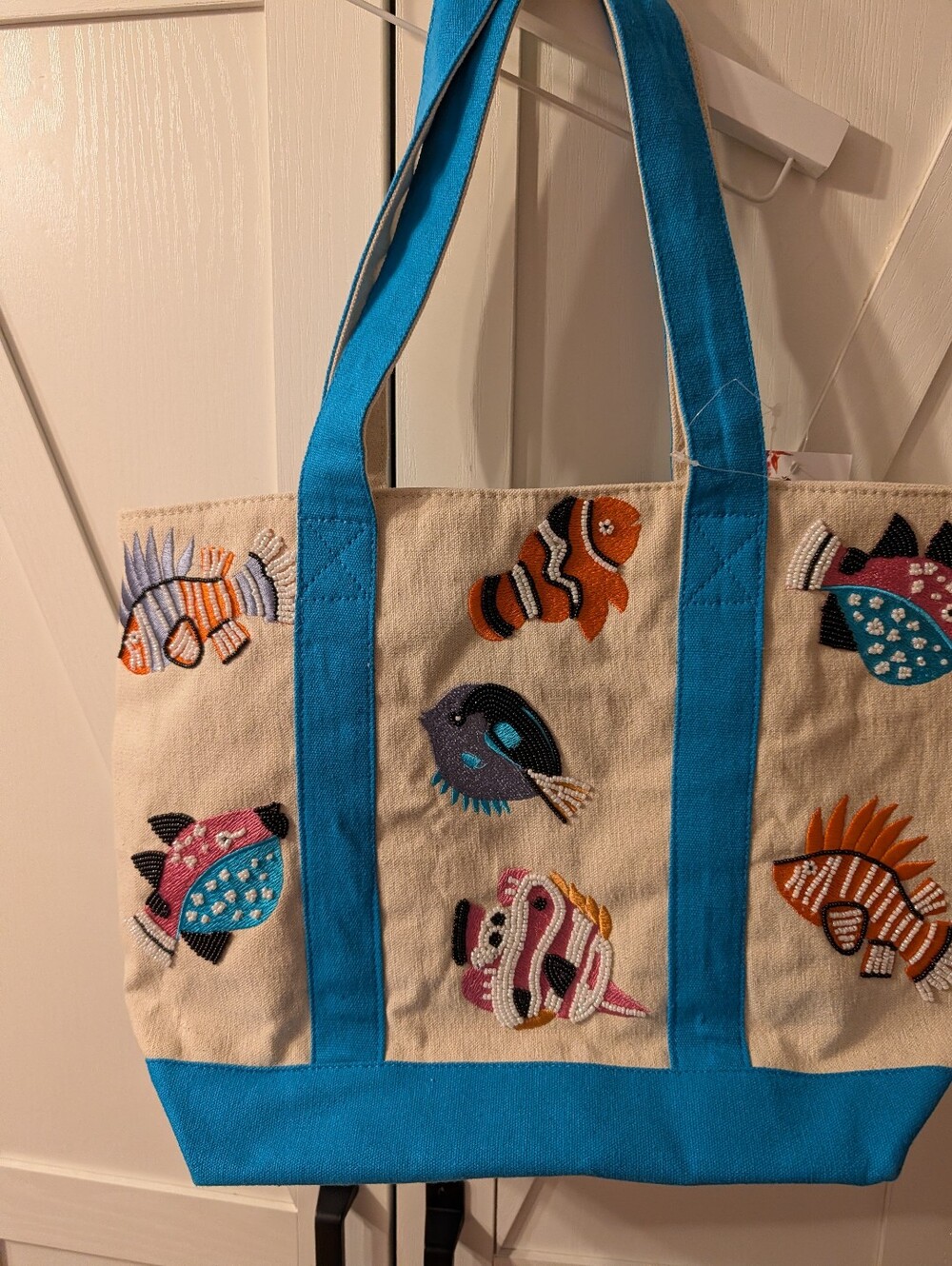 Viral Fish Beaded Tote